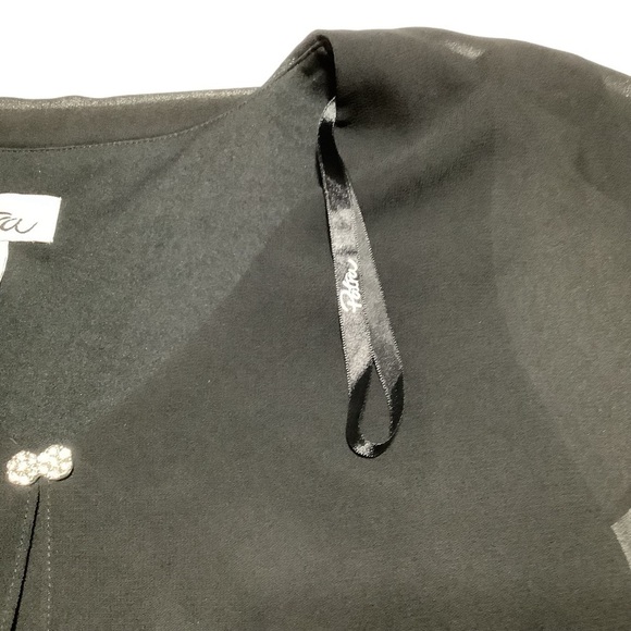 PATRA Black Tiered Rhinestone Capelet Chiffon Cocktail Dress - Size 10 - Picture 12 of 14